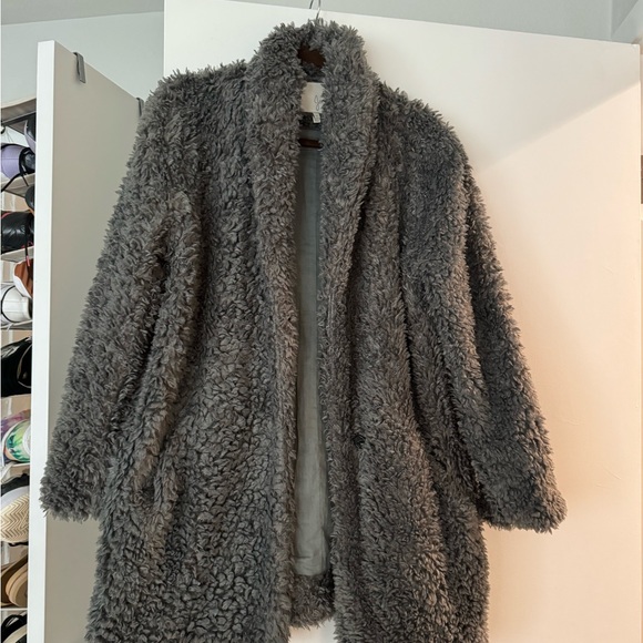 JOIE Teddy bear coat. Grey size L. Adorable!! Worn twice - Picture 4 of 5